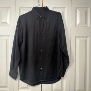Tommy Bahama Men M cottonwool black long sleeve classic preppy shirt stitching
